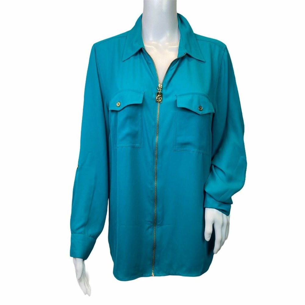 MICHAEL Michael Kors Top Blue Green Gold Zip